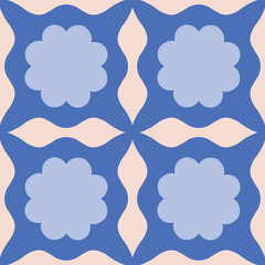 Wall Mural - Abstract seamless pattern with square repetitive tile in retro style. Beautiful vector geometrical texture with simple shapes. Modern background in vintage style
