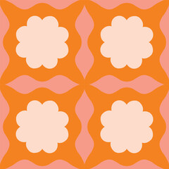 Wall Mural - Abstract seamless pattern with square repetitive tile in retro style. Beautiful vector geometrical texture with simple shapes. Modern background in vintage style
