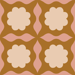 Wall Mural - Abstract seamless pattern with square repetitive tile in retro style. Beautiful vector geometrical texture with simple shapes. Modern background in vintage style
