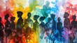 water color painting of togetherness of human people group and acceptance concept