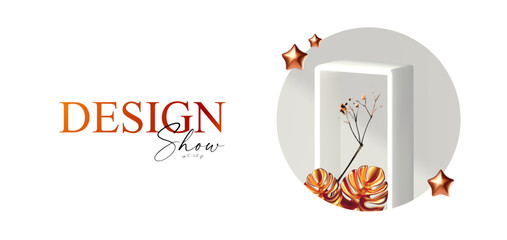 Wall Mural - 3d realistic product display design template. white scene with podium. elegant vector platform. stag