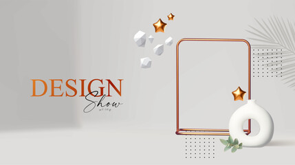 Wall Mural - 3d realistic product display design template. white scene with podium. elegant vector platform. stag