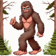 Sticker - Cute Bigfoot Vector Cartoon illustration
