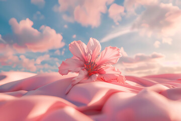 Wall Mural - a pink flower is seen out of the sky on a pink pillow