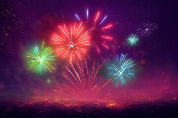 Wall Mural - Sparkling color fireworks. AI generated