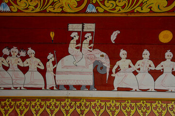 Wall Mural - Kandyan Era (15th Century) Painted Wall Panel, Temple of the Tooth, Kandy, Sri Lanka