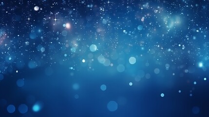 Wall Mural - Blue Festive Christmas  elegant  abstract background with  bokeh lights and stars