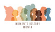 Women's History Month banner. Modern flat vector illustration.