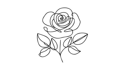 Wall Mural - One line rose design. Hand drawn minimalism style vector illustration
