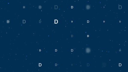 Poster - Template animation of evenly spaced capital letter D symbols of different sizes and opacity. Animation of transparency and size. Seamless looped 4k animation on dark blue background with stars