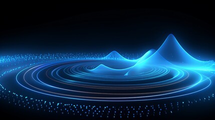 Poster - Abstract digital wave. Blue circular shape on the background. Futuristic point wave. Big data. 3D rendering