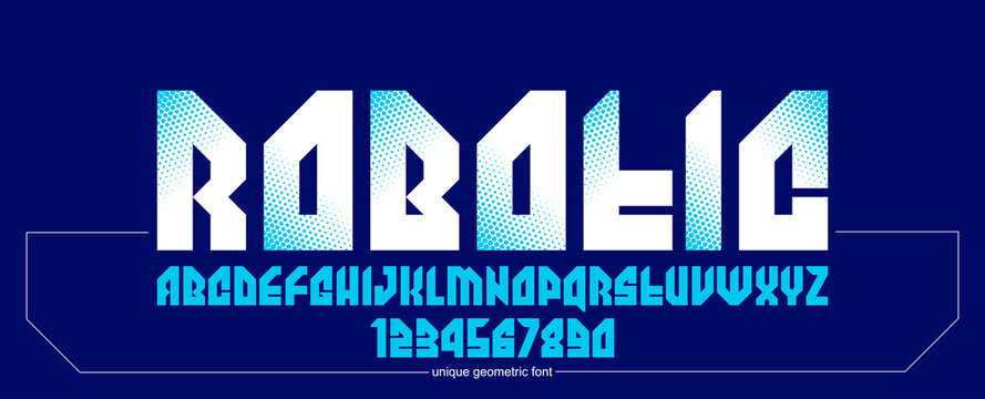 Urban massive geometric font for logos and emblems, minimal strong vector typeface, typography with no round elements, only corners and straight lines geometry.