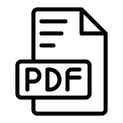Fototapete - Pdf icon outline style design image file. image extension format file type icon. vector illustration