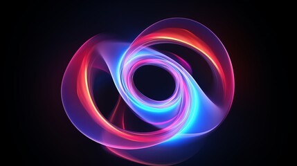 Wall Mural - Colorful swirl elements with neon led illumination. Abstract futuristic background