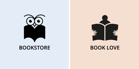 Wall Mural - Minimalist Book, reading and writing logo. Minimal modern style book symbols and icons