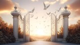 Fototapeta  - The gates of heaven that wait after death White