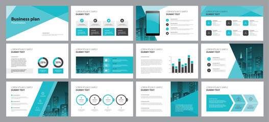 Fototapete - business presentation template design backgrounds and page layout design for brochure, book, magazine, annual report and company profile, with infographic elements graph design concept
