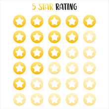5 star rating icon vector illustration eps10. Isolated badge for website or app - stock infographics.