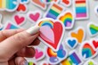 © Leo - LGBTQ Sticker refreshment sticker design. Rainbow love party motive lgbtq pride sticker for representation diversity Flag illustration. Colored lgbt parade lgbtq empathy. Gender speech passion