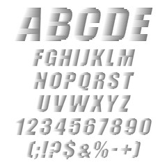 Aufkleber - Flying alphabet, letters, numbers and signs. Isolated vector objects on white background.