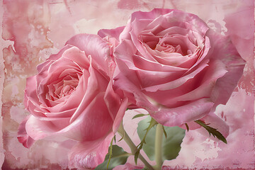 Wall Mural - pink roses on a pink background in the style of decor