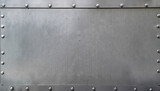 Fototapeta  - Gray flat sheet metal fastened with rivets with frame for writing messages. Suitable for making background images and banner designs. to create backgrounds, text, other