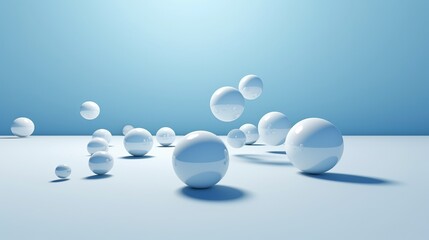 Wall Mural - Floating spheres 3d rendering empty space for product show