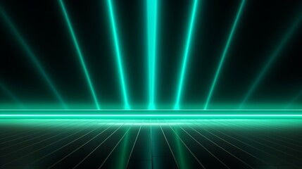 Wall Mural - Product showcase spotlight background. Background wall with neon lines and rays