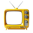 © BLP - Yellow retro TV old style television isolate screen empty transparent background.