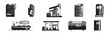 Oil and Petrol Industry Black Item and Object Vector Set