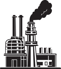 Industrial factories silhouette background. oil refinery complex with pipes and tanks gas production rigs. vector landscape.energy generation plant with chimneys electricity production industrial