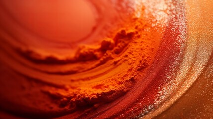 Wall Mural - Closeup dust of metallic pigment sparkling with orange and red color