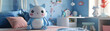 Cute AI driven companions in a childs bedroom designed to teach and entertain in a world of augmented reality