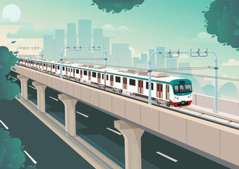 Metro Rail of Bangladesh, Vector Illustration