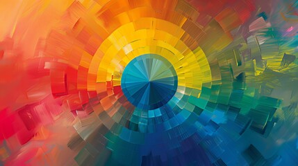 Wall Mural - Color Harmonies and Color Theory: Creating harmonious color combinations and understanding the emotional effects of colors using the color wheel and color theory principles. 