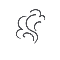 Poster - Steam and smoke cloud lines icon. Cooking food and breakfast coffee aroma, comic fluid and gas evaporation in atmosphere, exhaust fumes. Air wind and steam icon of doodle style vector illustration