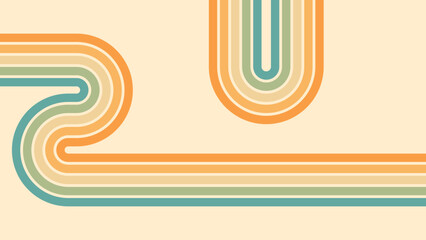 Wall Mural - abstract background of rainbow groovy wavy line design in 1970s hippie retro style. vector pattern r