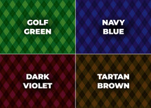 Set Of Four Argyle Tartan Seamless Plaids Patterns - Green, Blue, Violet And Brown Color