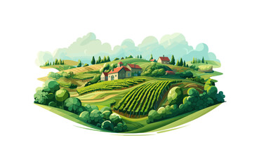Sticker - A vineyard vector simple 3d smooth cut and paste isolated illustration