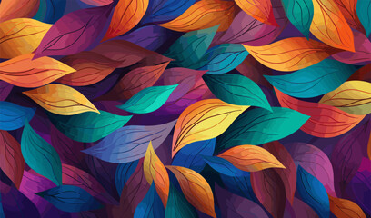 Abstract colorful leaf pattern, seamless vector