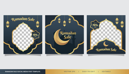 Wall Mural - Ramadan social media post design template background.