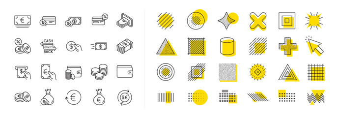 Wall Mural - money line icons. credit card, cash and coins. design elements. vector