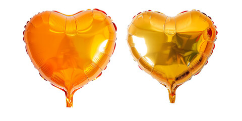 Wall Mural - Set of Marigold orange heart shaped foil balloon , isolated on transparent background