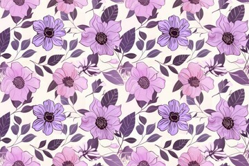 Poster - Seamless watercolor pattern with flowers and leaves. Floral pattern for wallpaper or fabric.