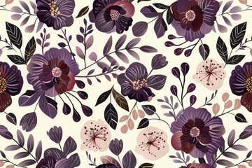 Poster - Seamless watercolor pattern with flowers and leaves. Floral pattern for wallpaper or fabric.