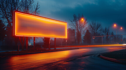 Wall Mural - empty neon billboard in the night