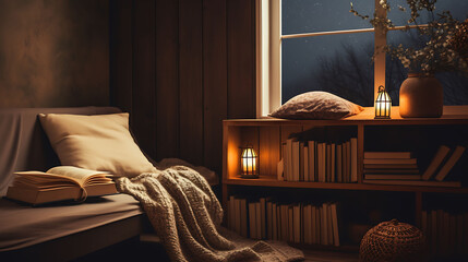 Support your love for reading by subscribing to literary magazines and book reviews. In the spirit of hygge. Copy space