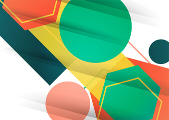 Poster - Abstract background from geometric shapes of circles, rectangles, hexagons. Element for business brochure, presentation and web design navigation layout.