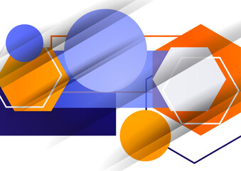 Poster - Abstract background from geometric shapes of circles, rectangles, hexagons. Element for business brochure, presentation and web design navigation layout.