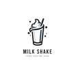 © Dentma Art - Milk shake logo in minimalist style. Milkshake silhouette vector. Suitable for milk or beverage product logos.